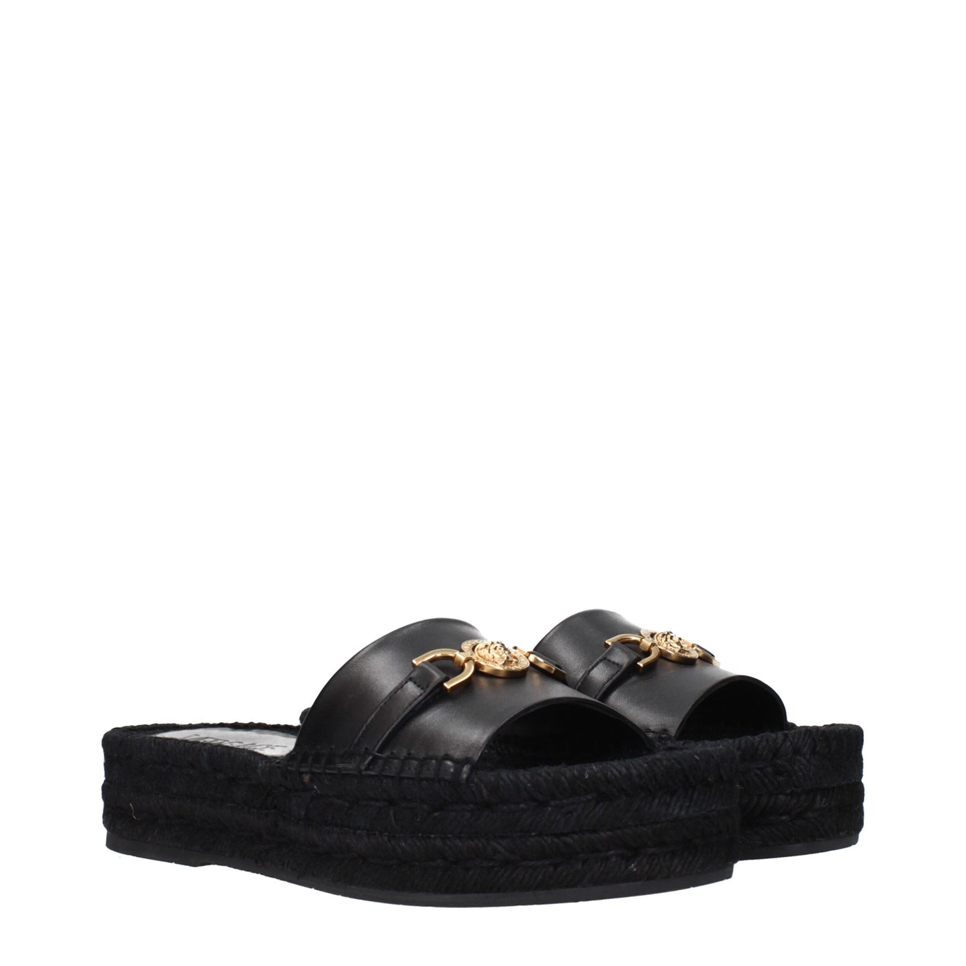 Versace Zwarte Leren Pantoffels Sandalen