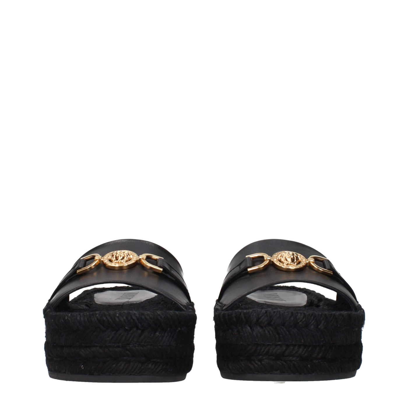 Versace Zwarte Leren Pantoffels Sandalen
