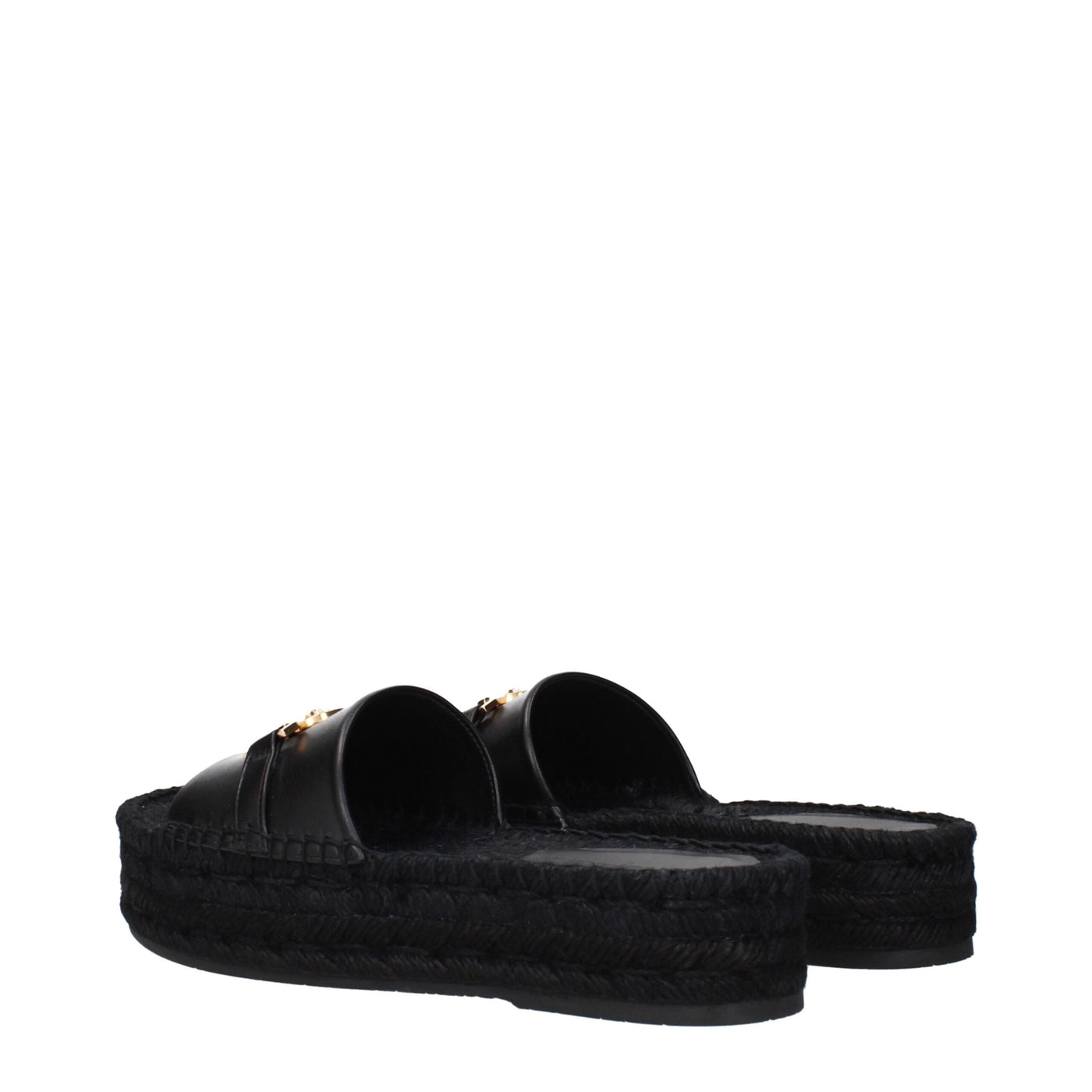 Versace Zwarte Leren Pantoffels Sandalen
