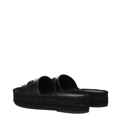Versace Zwarte Leren Pantoffels Sandalen