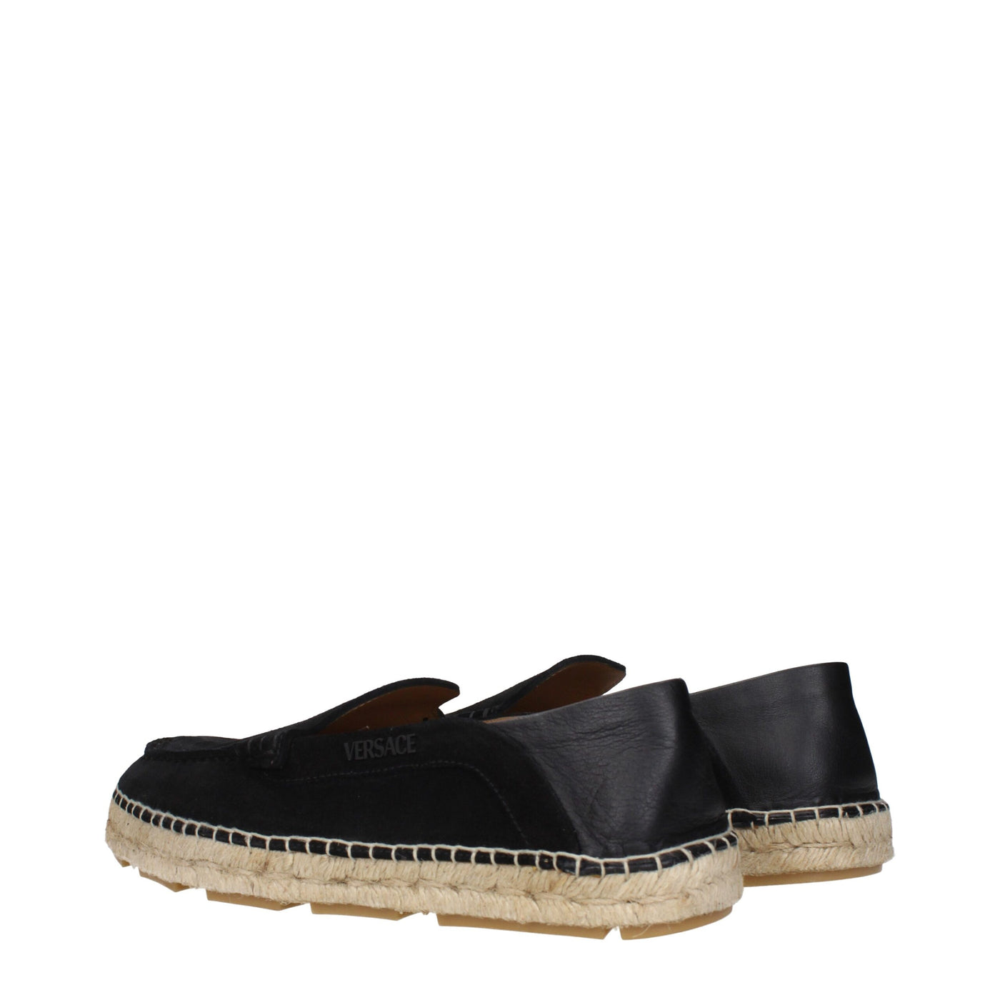Versace Zwarte Leren Espadrilles