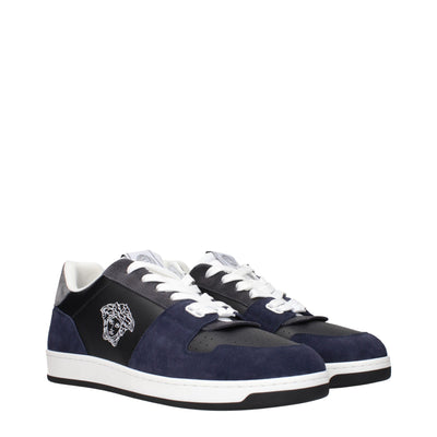 Versace blauwe leren sneakers
