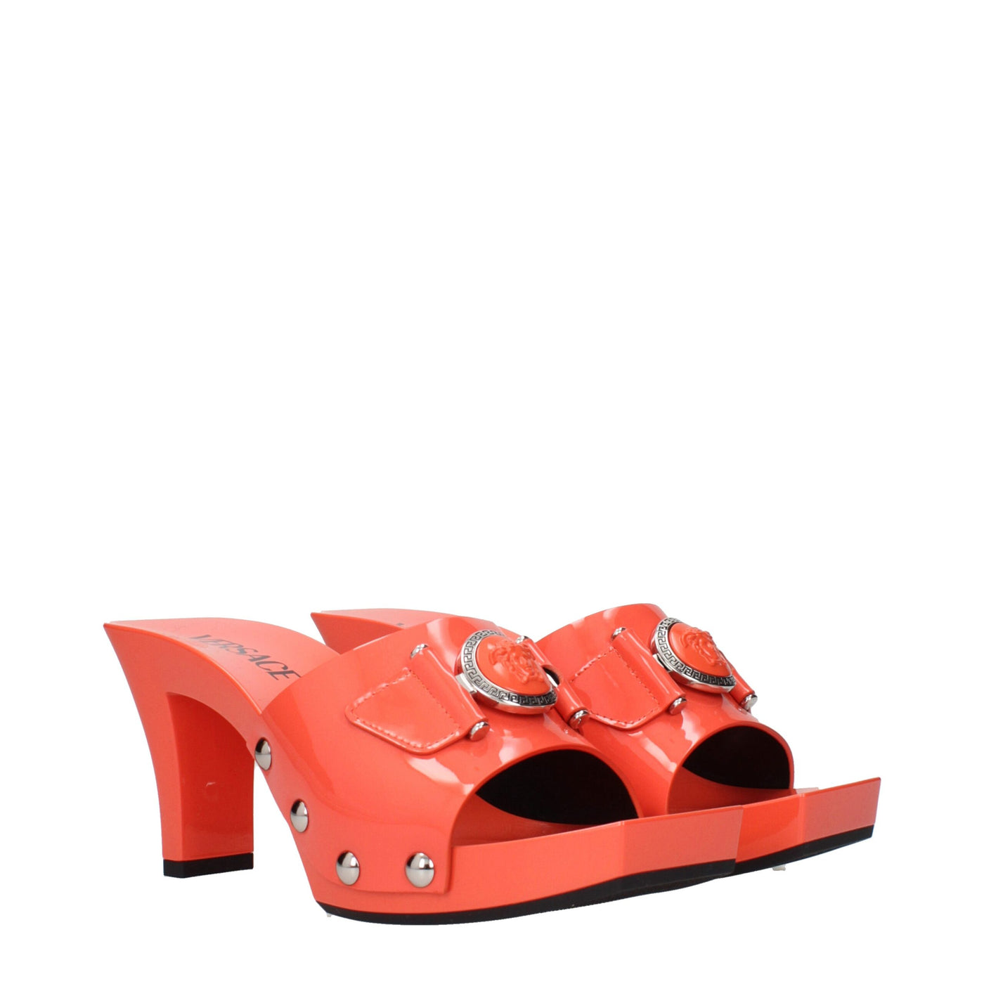 Plateformes en cuir orange Versace