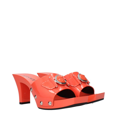 Plateformes en cuir orange Versace
