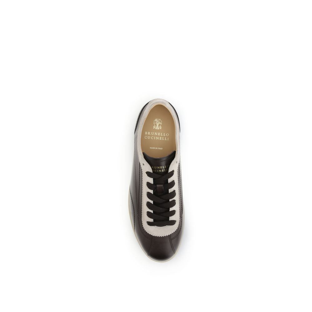 Brunello Cucinelli Sneakers van kalfsleer en suède