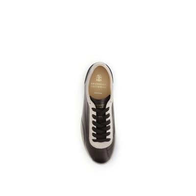 Brunello Cucinelli Sneakers van kalfsleer en suède