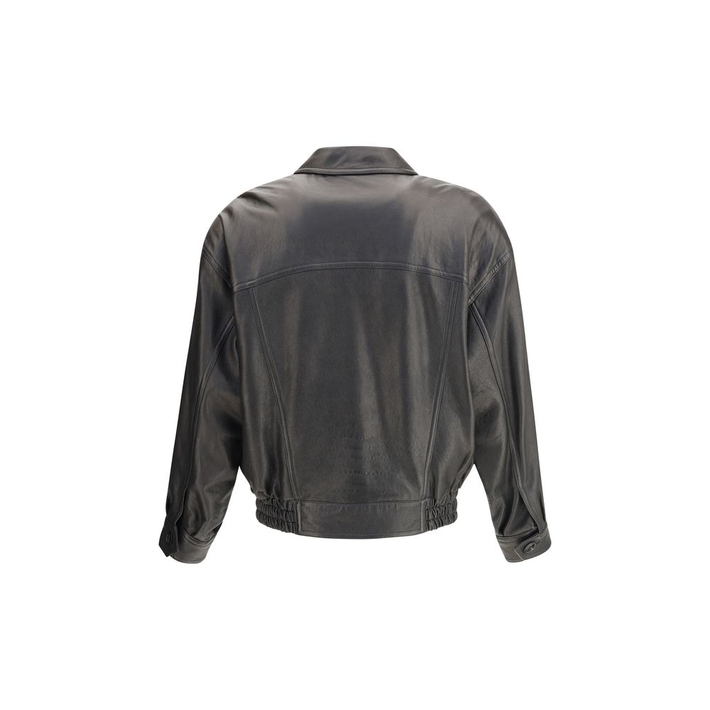 Veste en cuir ballon Saint Laurent