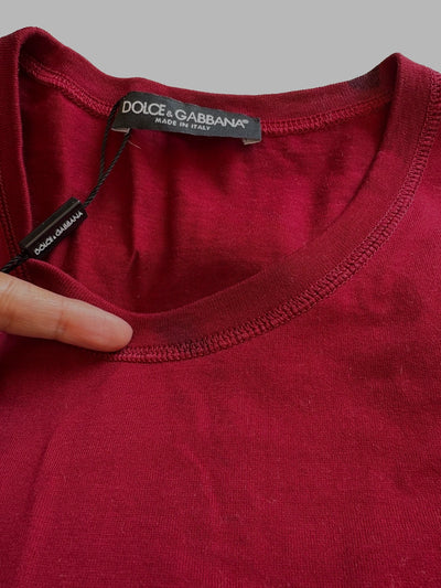 T-shirt ras du cou en coton à logo rouge Dolce &amp; Gabbana