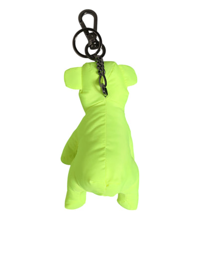 Dolce & Gabbana Neon Green Bear Embroidered Logo Men Keychain Clasp  Keyring