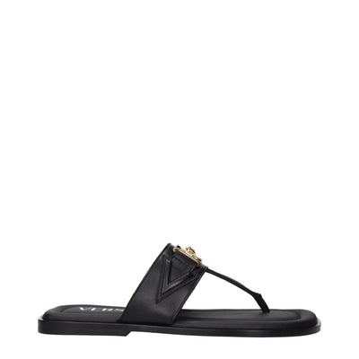 Versace zwarte leren slippersandalen