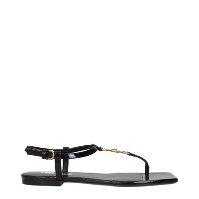Versace zwarte leren slippersandalen