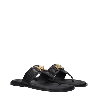 Versace zwarte leren slippersandalen