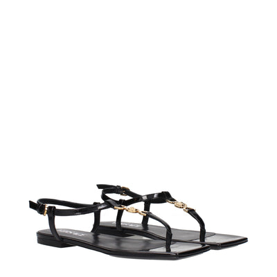 Versace zwarte leren slippersandalen