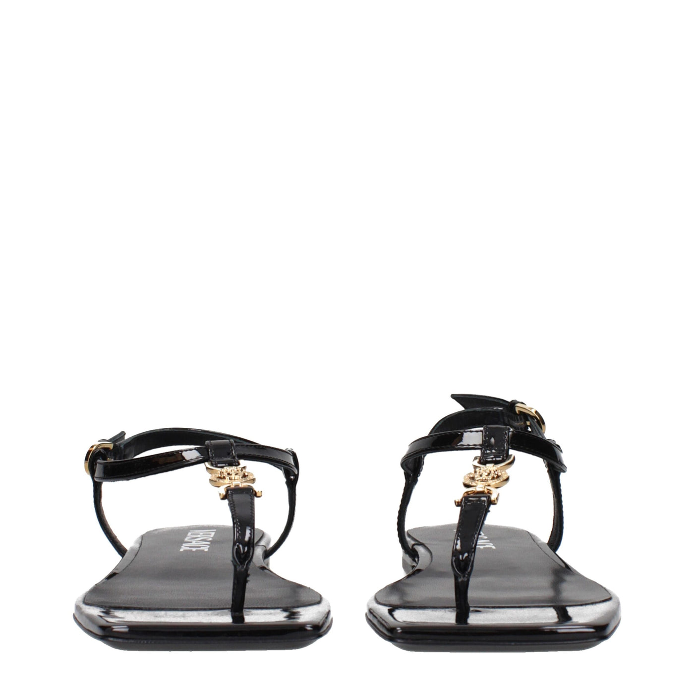 Versace zwarte leren slippersandalen