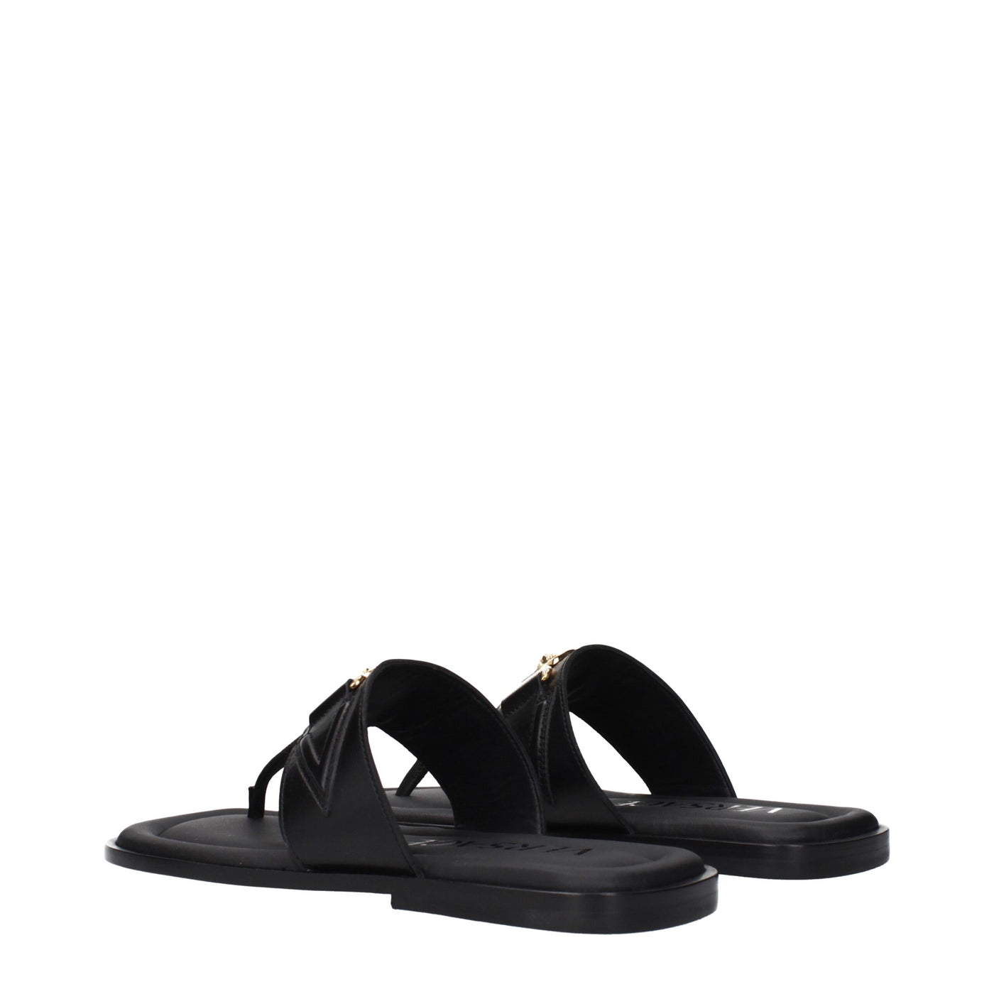 Versace zwarte leren slippersandalen