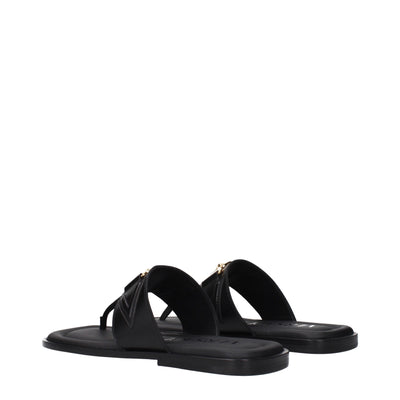 Versace zwarte leren slippersandalen
