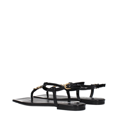 Versace zwarte leren slippersandalen