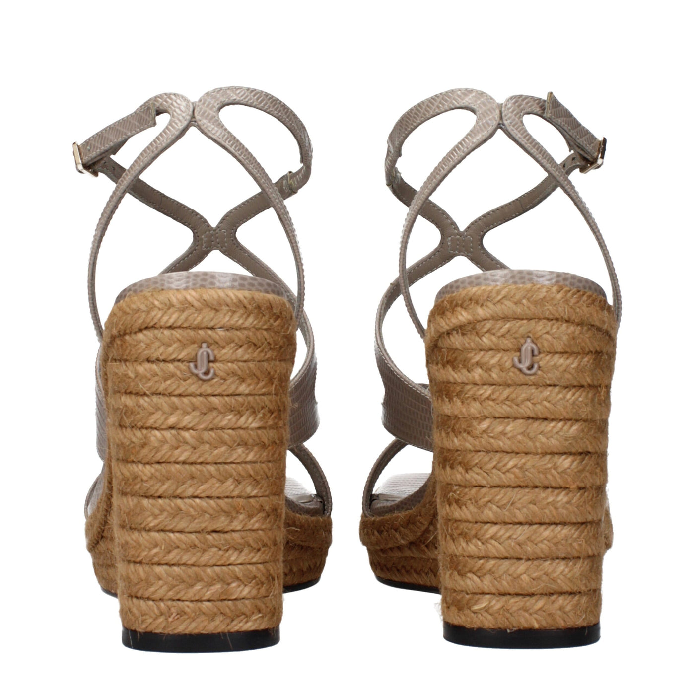 Jimmy Choo Grijze Leren Wedgesandalen