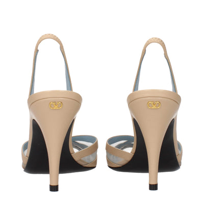 Valentino Garavani Beige Leather Stiletto Heels Sandals