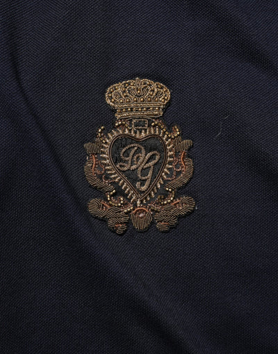 Dolce & Gabbana Navy Blue Cotton Crown Crest Logo Men T-Shirt