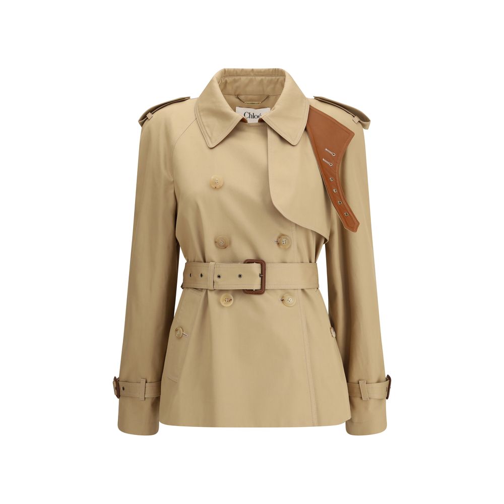 Manteau-pluie court en gabardine de coton Chloé