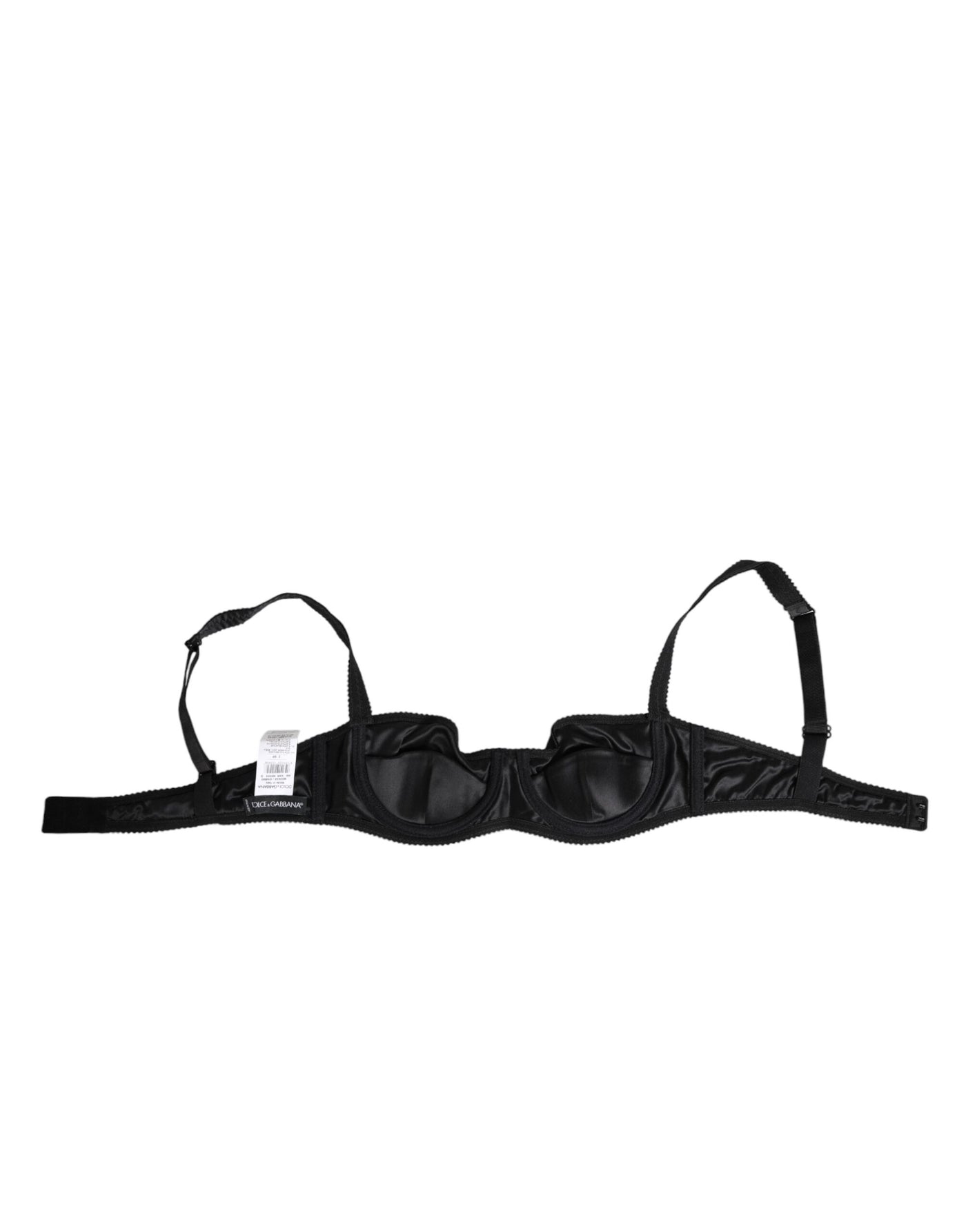 Dolce & Gabbana Black Satin Underwire Bra Lingerie IT2 Underwear
