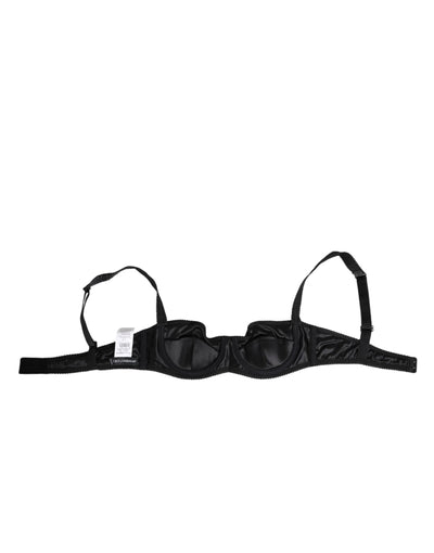 Dolce & Gabbana Black Satin Underwire Bra Lingerie IT2 Underwear