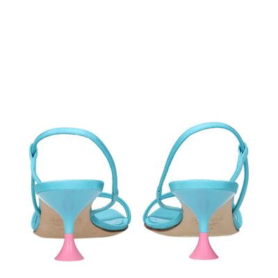 3Juin Blue Fabric Stiletto Heels Sandals
