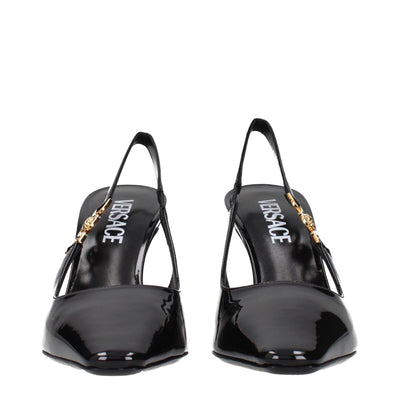Versace Black Leather High Heel Pumps