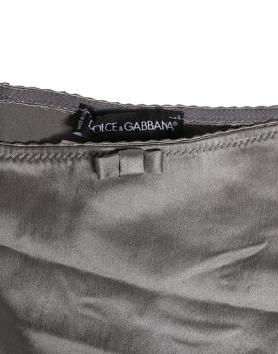 Dolce & Gabbana Gray Satin High Waist Briefs Women Underwear
