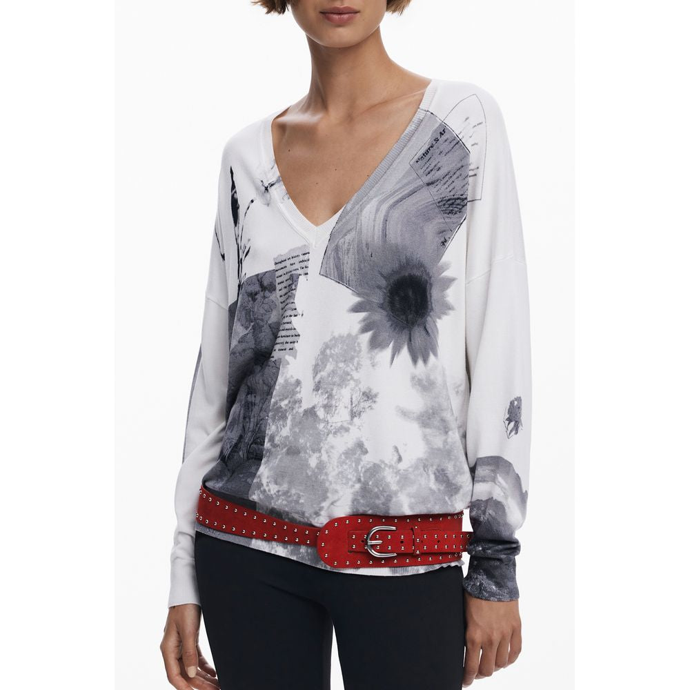 Pull femme Desigual en viscose blanche