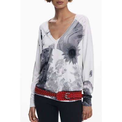 Pull femme Desigual en viscose blanche