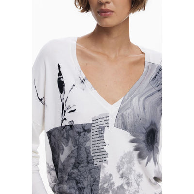 Pull femme Desigual en viscose blanche