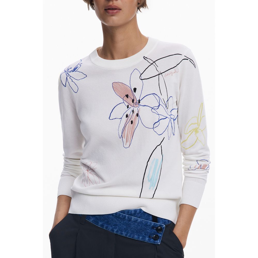 Pull femme Desigual en viscose blanche
