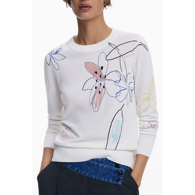 Pull femme Desigual en viscose blanche
