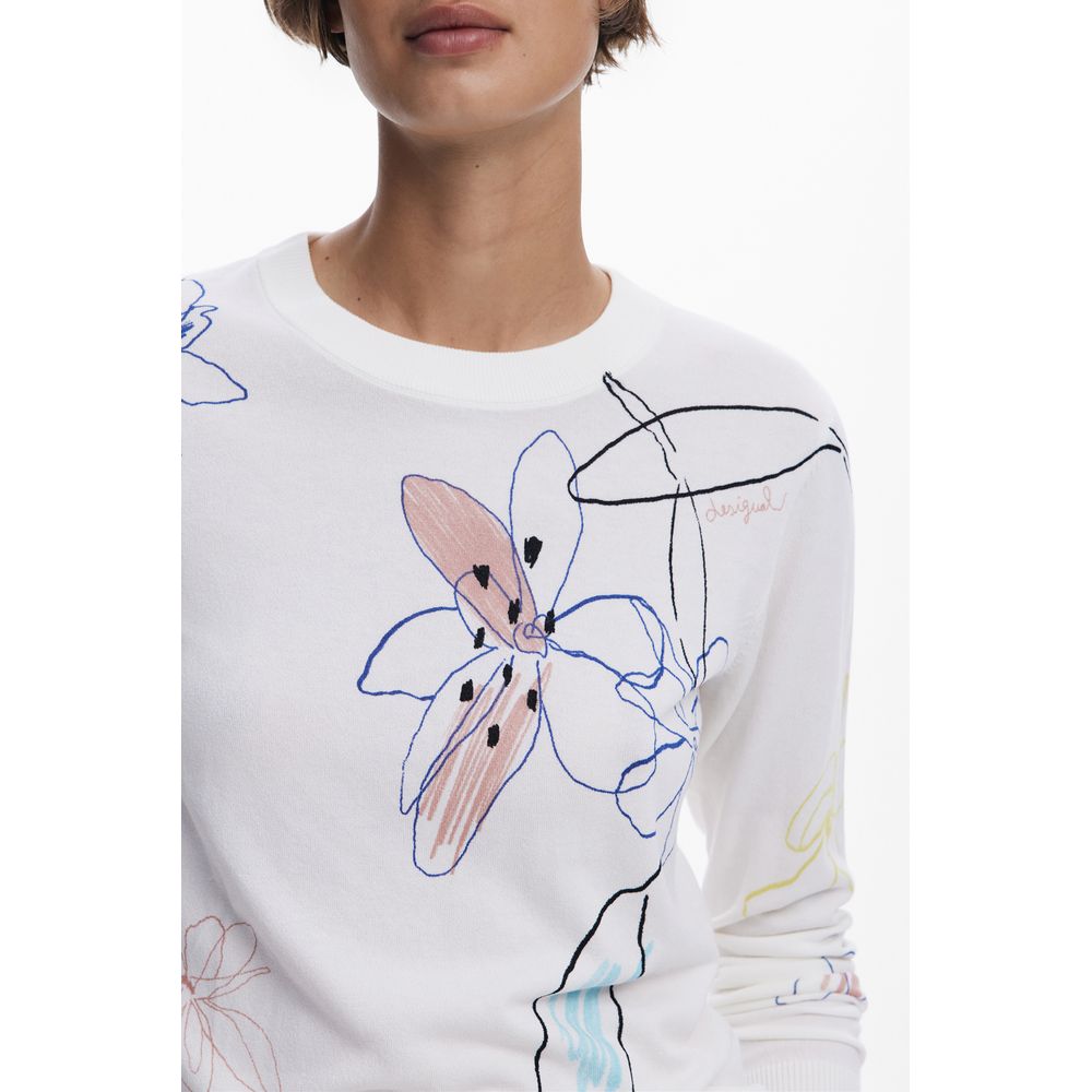 Pull femme Desigual en viscose blanche