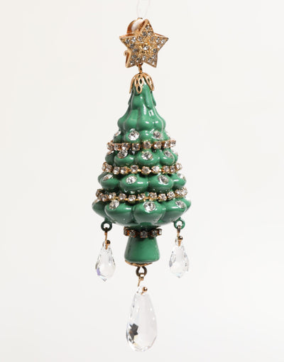 Dolce & Gabbana Gold Brass Multicolour Christmas Tree Earrings