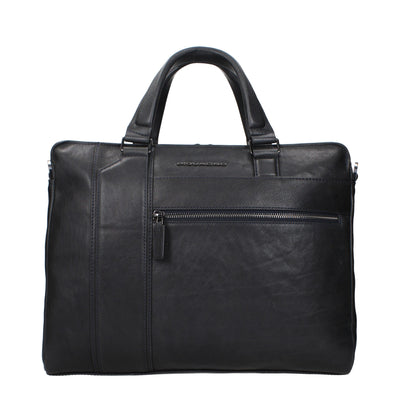 Piquadro Blue Leather Business And Laptop Bags
