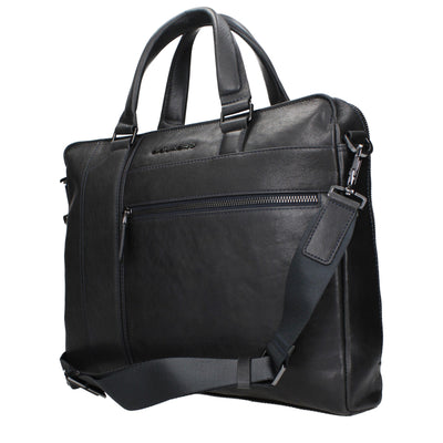 Piquadro Blue Leather Business And Laptop Bags