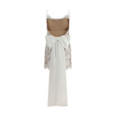 Self-Portrait Short satin Dress with lace bow