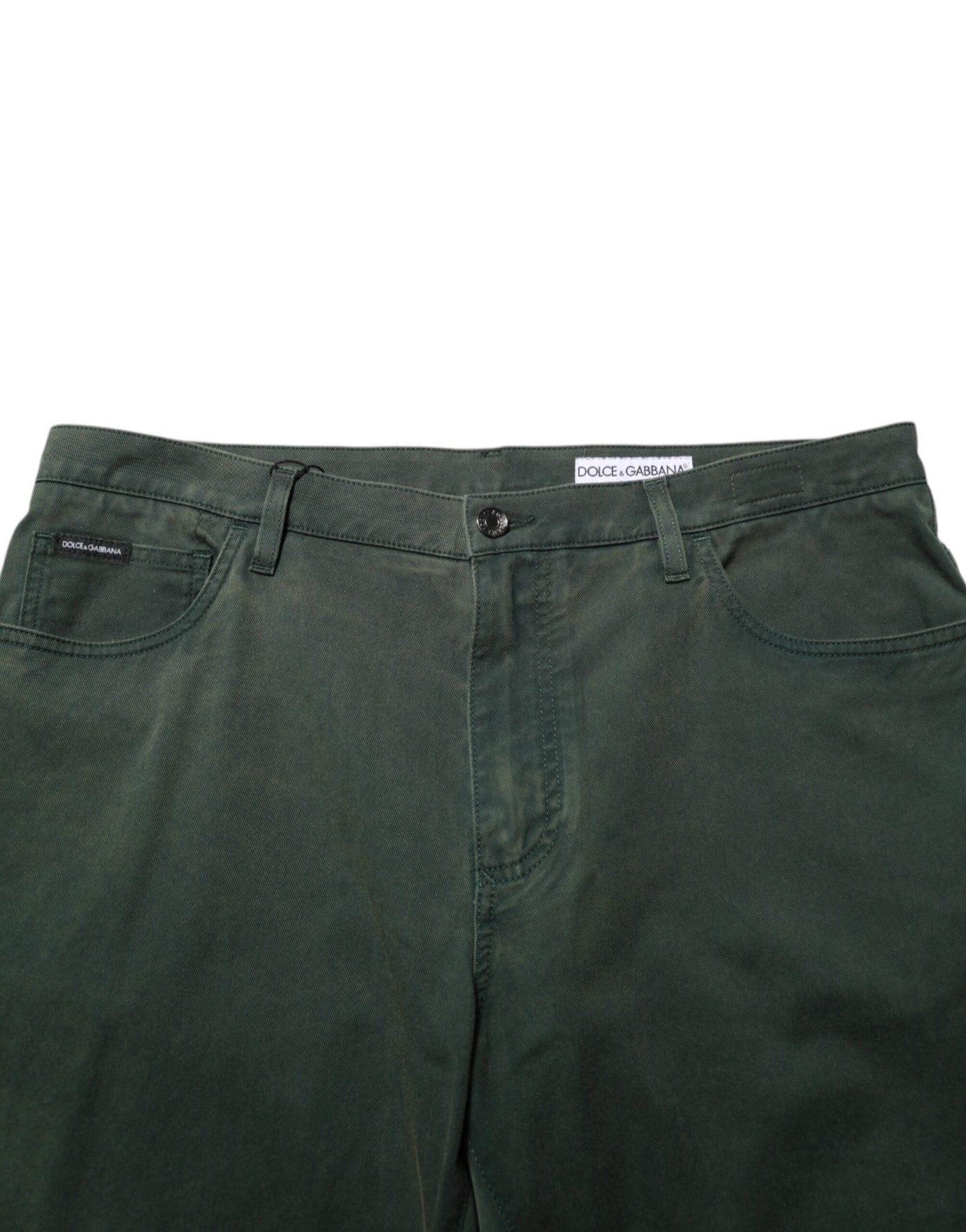 Dolce & Gabbana Dark Green Cotton Stretch Loose Denim Jeans