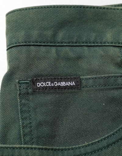 Dolce & Gabbana Dark Green Cotton Stretch Loose Denim Jeans
