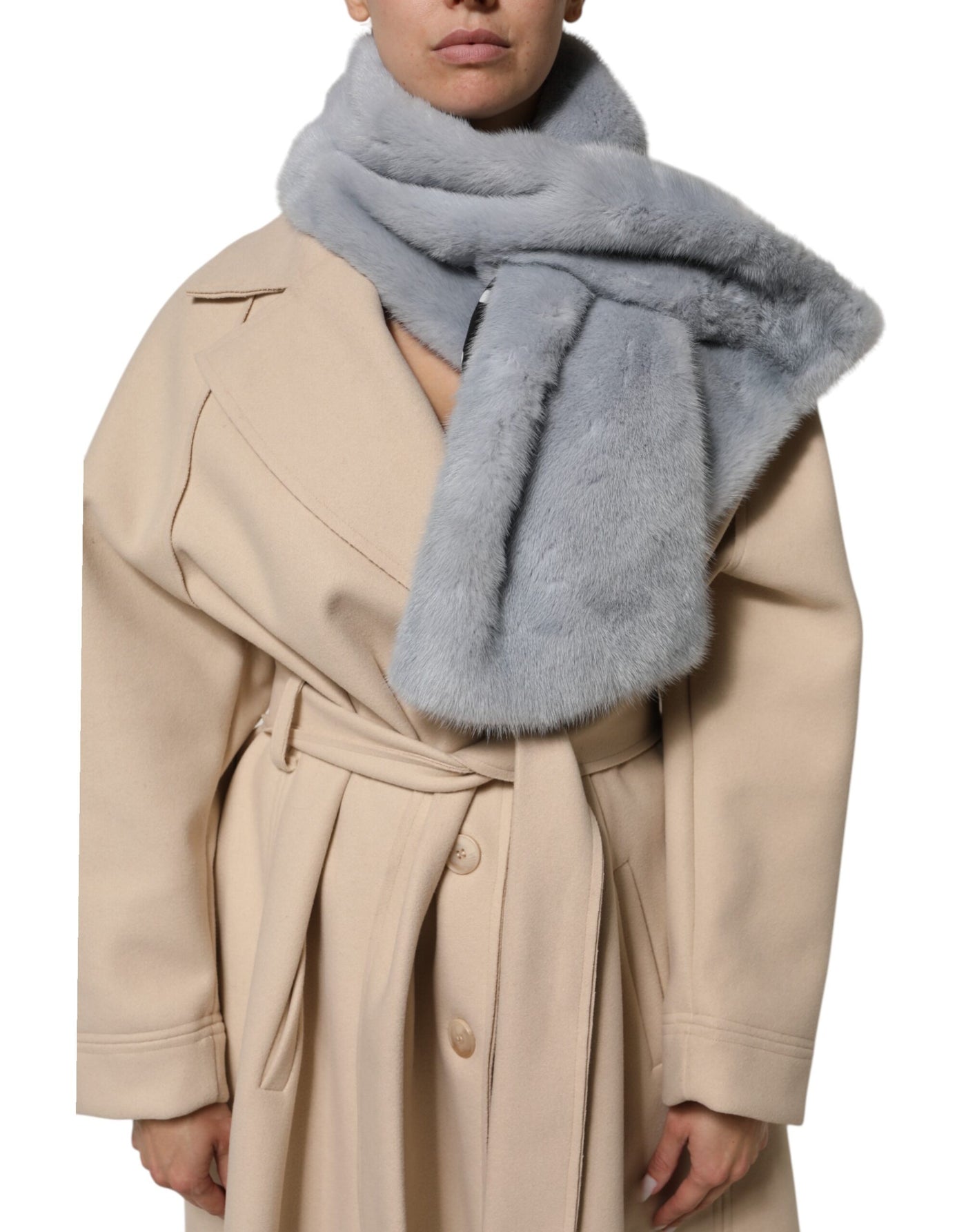 Dolce &amp; Gabbana Poederblauwe Nertsbont Nekwarmer Sjaal