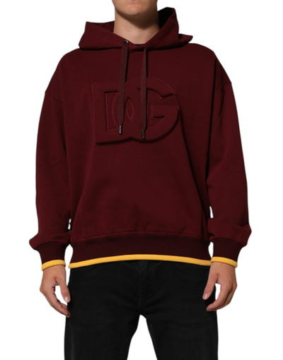 Sweat à capuche en jersey avec logo embossé, couleur bordeaux, Dolce &amp; Gabbana