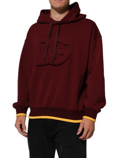 Sweat à capuche en jersey avec logo embossé, couleur bordeaux, Dolce &amp; Gabbana
