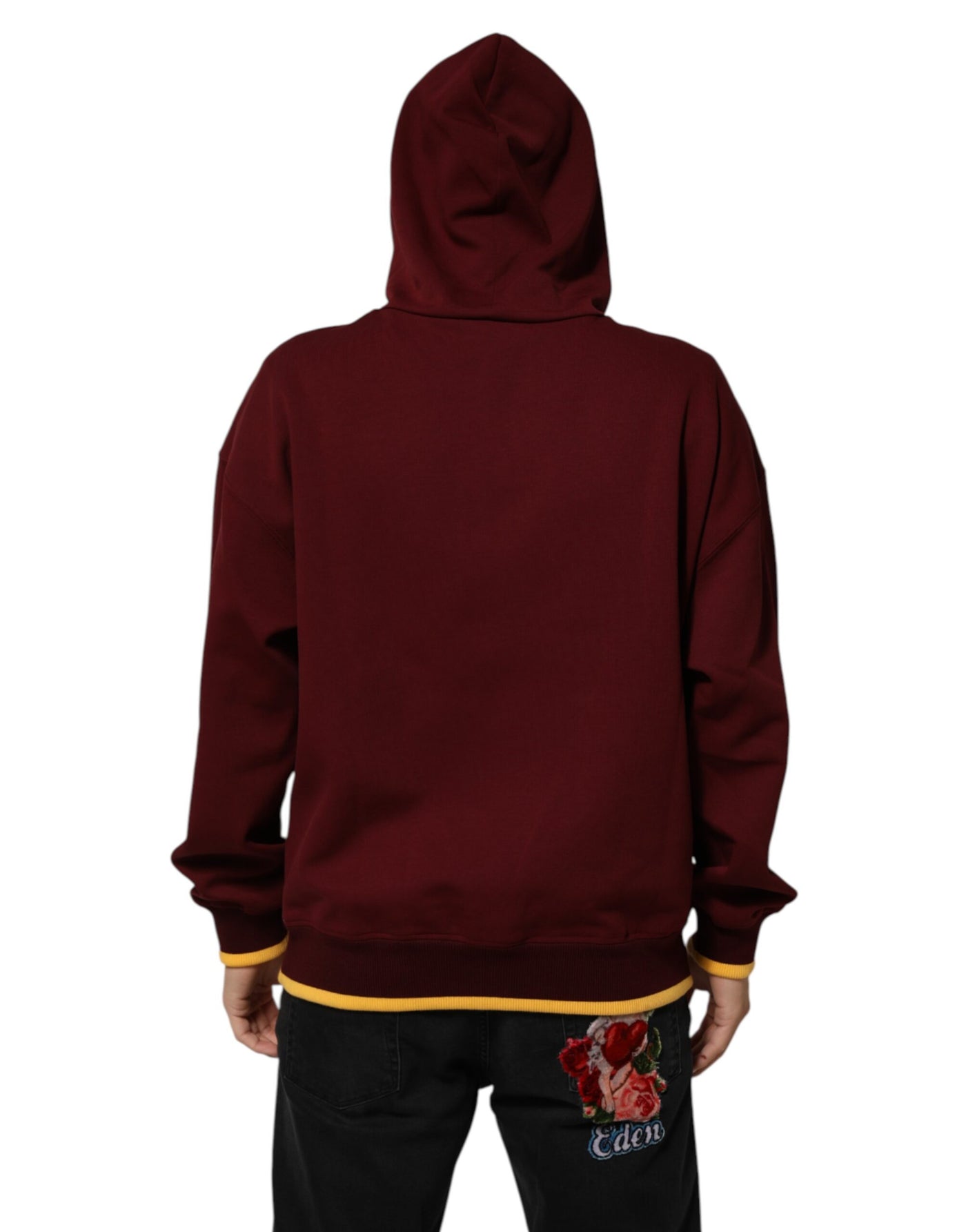 Sweat à capuche en jersey avec logo embossé, couleur bordeaux, Dolce &amp; Gabbana