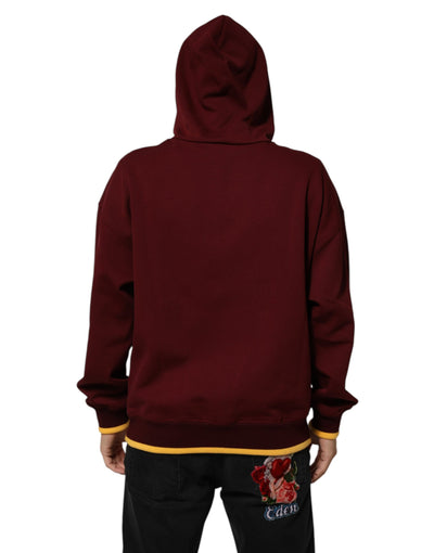 Sweat à capuche en jersey avec logo embossé, couleur bordeaux, Dolce &amp; Gabbana
