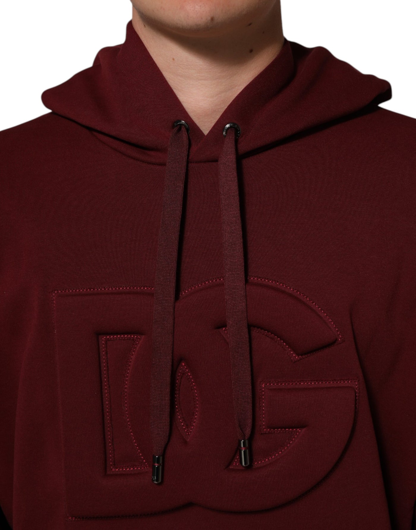 Sweat à capuche en jersey avec logo embossé, couleur bordeaux, Dolce &amp; Gabbana