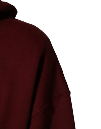 Sweat à capuche en jersey avec logo embossé, couleur bordeaux, Dolce &amp; Gabbana
