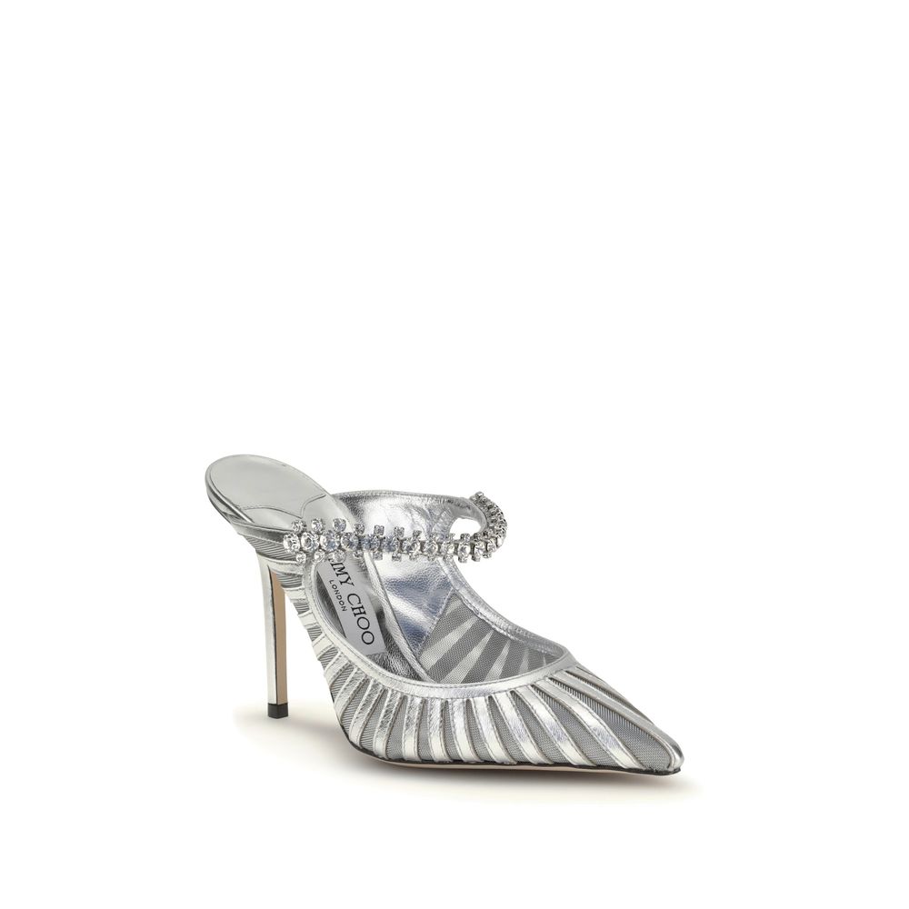 Jimmy Choo Bing 100 Silver Leather High Heel Pumps